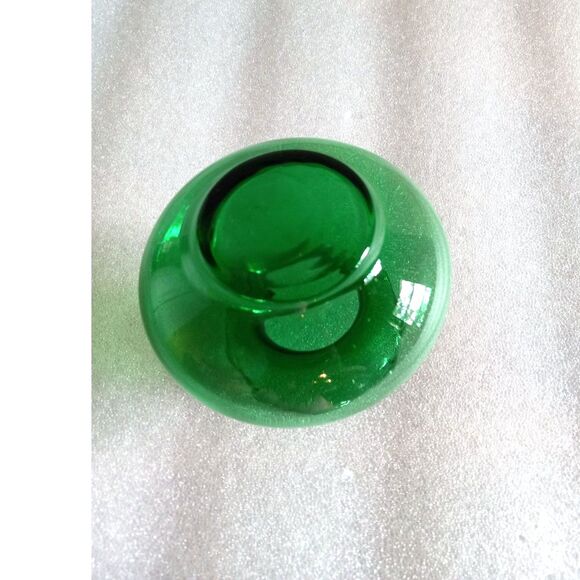 Anchor Hocking Ruffled Rim Bud Vase Green 1950s 1960s Vintage Midcentury MCM - Picture 4 of 4